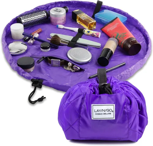 Miniatura 12 de Lay-n-Go Cosmo Layflat - Organizador de cosméticos y maquillaje con cordón y bolsillo con cremallera, bucles para cepillos y más, se ajusta
