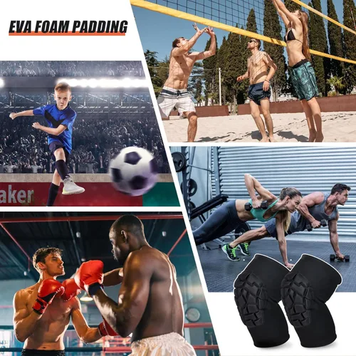 Miniatura 7 de Wanlvhu Rodilleras de compresión para lucha libre, 2 rodilleras de baloncesto, voleibol, fútbol, para jóvenes, adultos, niños (negro, XL)