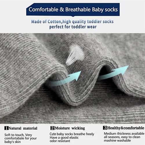 Miniatura 5 de Calcetines para niños pequeños, 15 pares de calcetines antideslizantes para niños pequeños y niñas, calcetines de media para 1-10 años