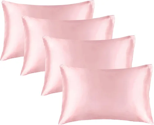 Miniatura 91 de Bedelite Funda de almohada de satén para el cuerpo, súper suave y refrescante, para el cabello y la piel, transpirable, sedosa y larga, 20 x 54 Rosa