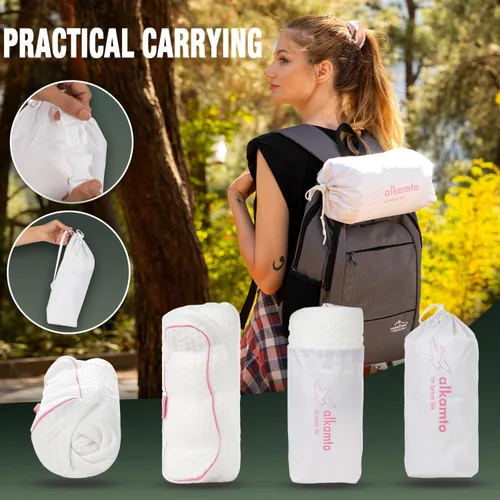 Miniatura 5 de alkamto Cómoda almohada de espuma viscoelástica para viajes y campamentos, bolsa portátil fácil de llevar, funda de almohada con regulación