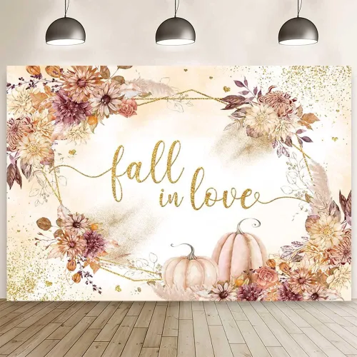 MEHOFOND Telón de fondo de calabaza de 8 x 6 pies, diseño bohemio floral para parejas, fotografía de boda, fondo para mujer, despedida de soltera,
