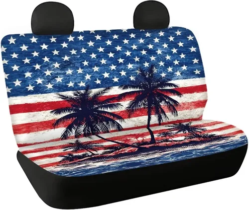 Miniatura 27 de AFPANQZ Funda protectora para asiento trasero de automóvil, con bandera patriótica estadounidense, solo para asiento trasero de automóvil, camión