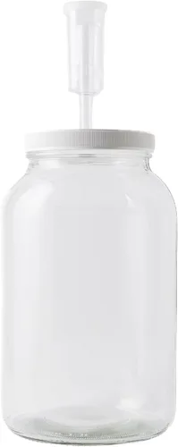 FastRack Tarro Mason de 1 galón de boca ancha y doble burbuja Airlock para fermentación, decapado, preparación y almacenamiento en seco, tarro de