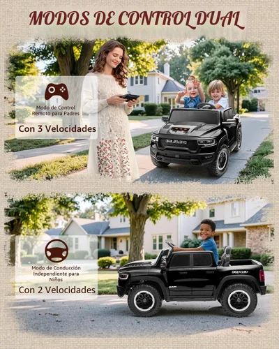 Miniatura 5 de Vehículos de paseo de 24 V para niños grandes, RAM 1500 RHO eléctrico con licencia para niños con control remoto, camión de paseo con Bluetooth