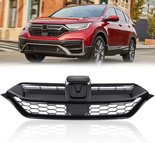 Miniatura 12 de PIT66 Protector de parrilla de parachoques delantero superior e inferior, compatible con Honda CRV 07-09 negro/cromo