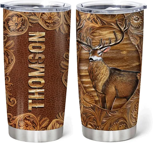 Miniatura 10 de Hyturtle Regalos personalizados de caza para hombres, vaso de caza de ciervos, taza de café de viaje de 20 onzas, acero inoxidable, regalo del día