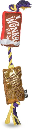 WILLY WONKA Pets Wonka Bar - Juguete de cuerda dorada de peluche para boletos – Juguete multisensorial de lujo para mascotas, regalos de moda para