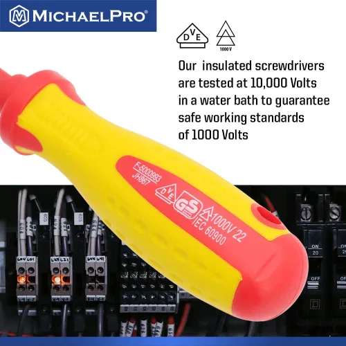Miniatura 3 de MichaelPro 5.5 x 125mm 1000V VDE Destornillador aislado para electricista, herramientas para electricista, destornillador ranurado con punta