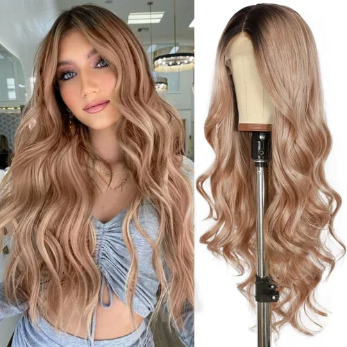 Miniatura 27 de SAPPHIREWIGS Peluca rubia con encaje frontal, pelucas largas y onduladas para mujer, pelucas de color rubio ceniza, resistentes al calor, para Mix