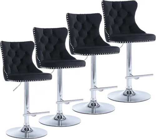 Miniatura 27 de Aoowow Juego de 2 taburetes de bar giratorios ajustables con parte trasera de terciopelo copetudo, sillas de bar modernas tapizadas con cabeza