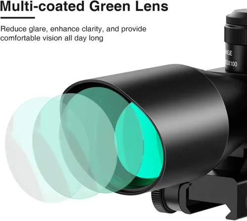 Miniatura 4 de MidTen 2.5 – 10 x 40 Visor de alcance iluminado con retícula Mil-dot rojo y verde, con láser rojo/verde, lente color verde y soportes