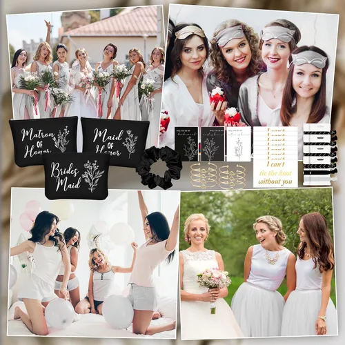 Miniatura 6 de 48 piezas de 8 juegos de regalos de propuesta de dama de honor, regalos a granel de boda Will You Be My Maid of Honor Matron of Honor, bolsas de Gris