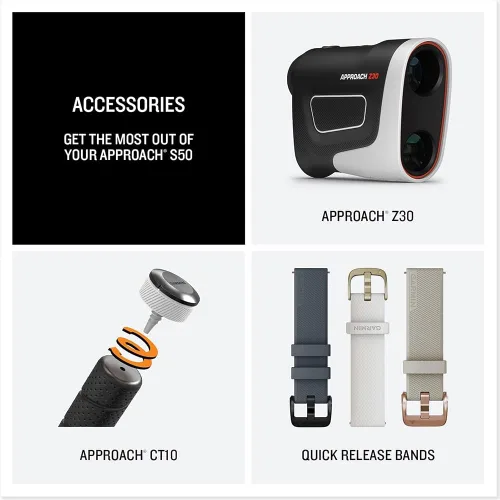 Miniatura 7 de Garmin 010-03010-01 Approach S50, reloj inteligente avanzado con GPS de golf, pantalla AMOLED, paquete de características en el campo con paquete