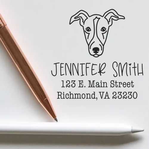 Miniatura 6 de Sello de dirección personalizado Basset Hound – Sello personalizable con nombre y dirección para sobres, ideal para amantes de los perros