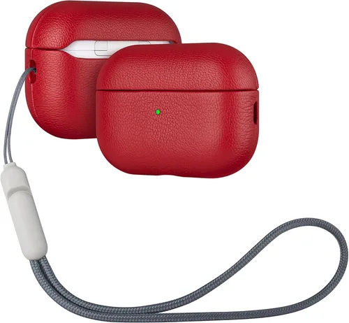 Miniatura 12 de Lopie Funda de piel para AirPods Pro de 2ª generación, azul cian, funda protectora totalmente envuelta con piel de cordero, protección de 360