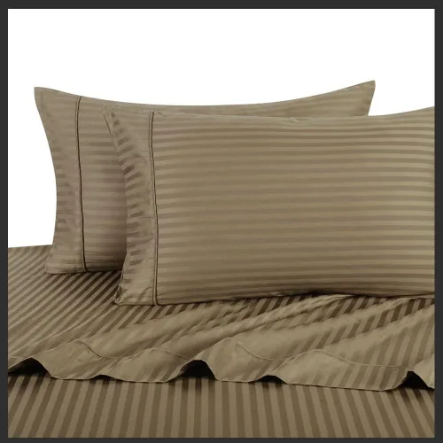 Miniatura 4 de Royal Hotel Bedding Funda de edredón de 300 hilos, 3 piezas, color dorado a rayas, 100% algodón