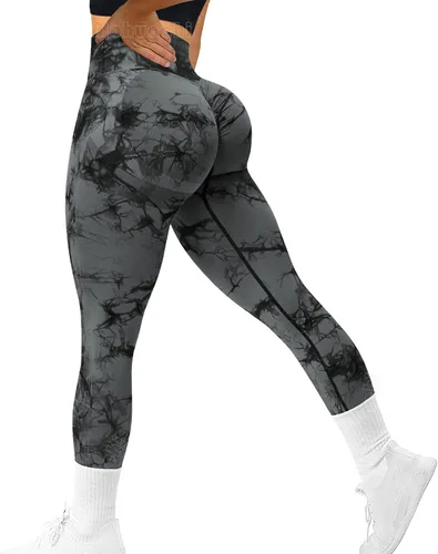 MOHUACHI Leggings acanalados sin costuras de cintura alta para mujer, pantalones de yoga para gimnasio y yoga