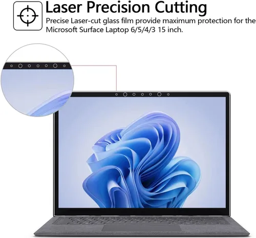 Miniatura 2 de Megoo Protector de pantalla de vidrio templado para laptop Microsoft Surface de 15 pulgadas, resistente a los arañazos, ultra transparente, suave al