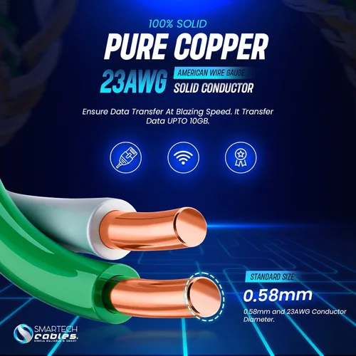 Miniatura 4 de Smartech Cables Cable Ethernet CMR CAT6a de 1000 pies Listado ETL 100% cobre puro 10Gbps 23AWG 4UTP pares 750MHz PoE++ Alta velocidad