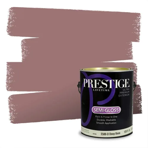 Miniatura 432 de Prestige Paints Pintura exterior e imprimación en uno, 1 galón, plano, coincidencia comparable de Valspar* Amber Rose*