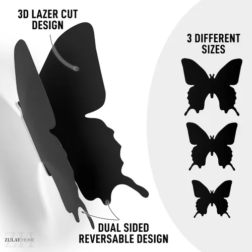 Miniatura 2 de Zulay Home Decoración de pared de mariposa 3D, 24 piezas con 3 tamaños diferentes, decoraciones extraíbles para habitación, cumpleaños, fiestas