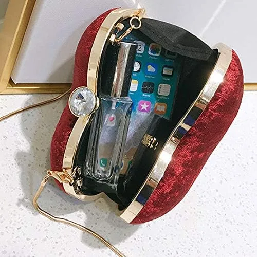Miniatura 6 de Goclothod Bolso de mano con forma de corazón para mujer bolso de hombro de terciopelo