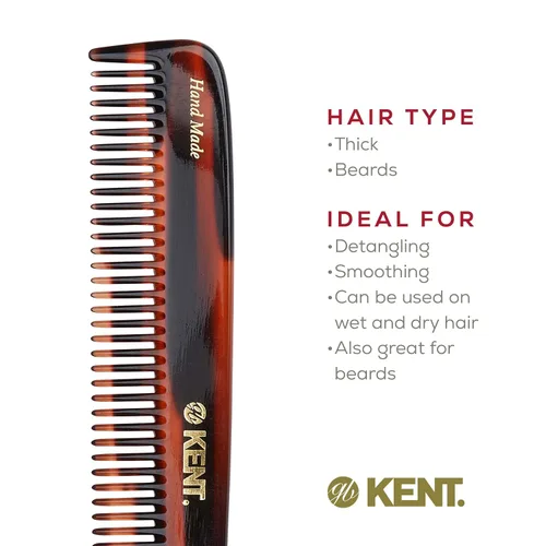 Miniatura 6 de Kent R9T - Peine para desenredar todo el cabello grueso, dientes anchos para cabello grueso, rizado y ondulado. Peine desenredante para aseo