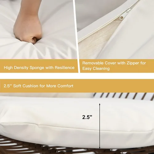 Miniatura 9 de COSTWAY 3PCS Patio Rattan Bistro Set Silla acolchada Mesa de vidrio Cubierta Blanco 3-Como se muestra en la imagen.
