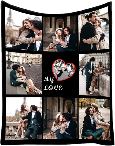 Miniatura 10 de Manta personalizada con texto en imagen, fotos, regalos para adultos, niños, novia, novio, Navidad, Halloween, día del padre, madre, San Valentín