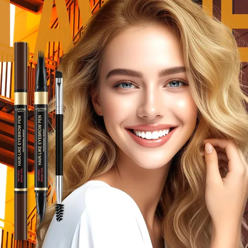 Miniatura 8 de LAVONE Lápiz de cejas 2 en 1 para mujer con lápiz de cejas microblading de 4 puntas y lápiz de cejas curvado y preciso, lápiz de cejas impermeable
