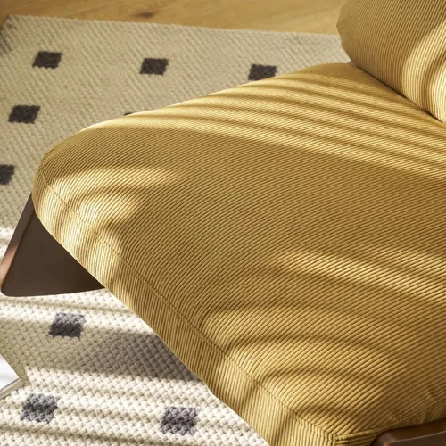 Miniatura 8 de HAZO Mecedora para cuarto de bebé, tapizada de tela de pana, con respaldo alto, mecedora, cómoda silla auxiliar individual para sala de estar, Canela