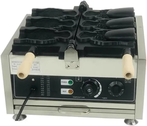 LANTAO Máquina eléctrica de helado Taiyaki/Máquina para hacer pasteles de pescado con apertura de boca/Máquina comercial de fabricación de Taiyaki