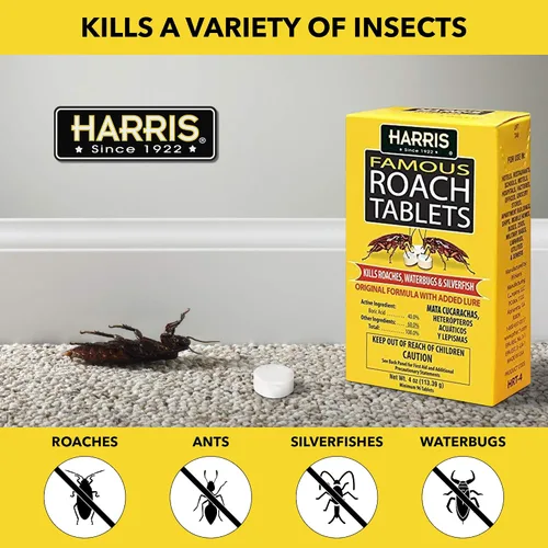 Miniatura 2 de Tabletas para cucarachas Harris, polvo mata cucarachas de ácido bórico con señuelo para insectos (4 oz, 96 tabletas)