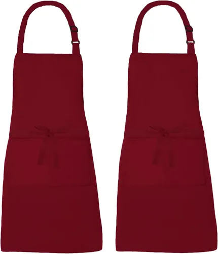 Miniatura 13 de Paquete de 2 delantales de lona resistentes al agua ajustables con 2 bolsillos con lazos largos para cocina, cocina, restaurante, chef para mujeres