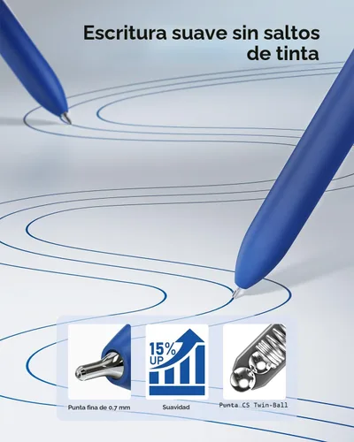 Miniatura 3 de STAGEEK Bolígrafos de gel azul, paquete de 6 bolígrafos de tinta azul de secado rápido con 3 recargas extra, bolígrafos retráctiles de punta fina