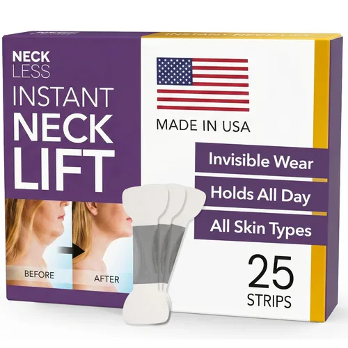 NECK LESS Tiras profesionales de estiramiento facial – Cinta instantánea de elevación de mandíbula y cuello | Solución de grado médico, invisible,