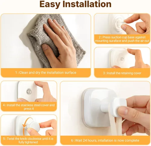 Miniatura 8 de 3 ganchos de ventosa para ducha, ganchos de ventosa para ducha, ganchos de puerta para colgar bata, lufa, ganchos de pared extraíbles para ventana