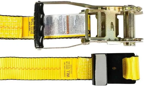 Miniatura 9 de Mytee Products Correas de amarre de trinquete con ganchos planos, 2 pulgadas x 20 pies amarillos 10,000 libras de resistencia a la rotura