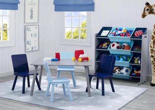 Miniatura 6 de Delta Children Organizador de almacenamiento de juguetes para niños con 12 contenedores de plástico, certificado Greenguard Gold, gris/azul