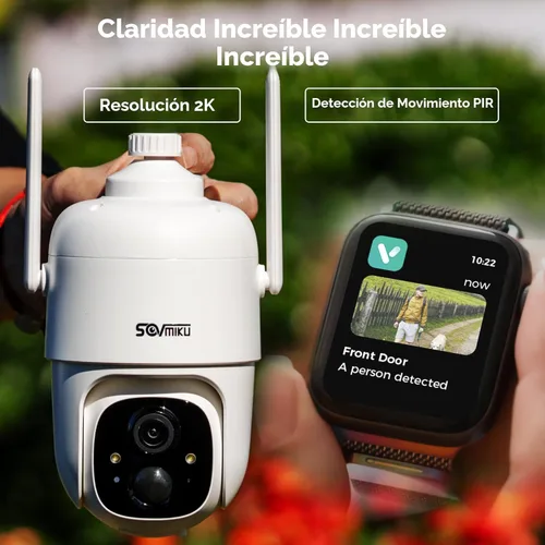 Miniatura 8 de SOVMIKU 2CQ1 AI 2K Cámara de seguridad solar inalámbrica para exteriores, alimentada por batería, audio bidireccional, detección de movimiento