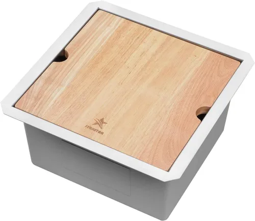 STARSTAR Fregadero de cocina de acero inoxidable 304 de acero inoxidable 304 con rejilla, tabla de cortar, colador con cesta (17 x 17 x 10)