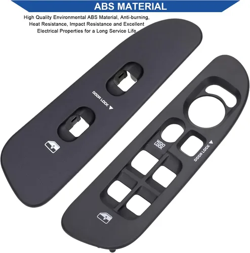 Miniatura 6 de Obaee Botón y bisel del interruptor de control de la ventana eléctrica (lado del conductor) y bisel de la ventana (lado del pasajero) compatible