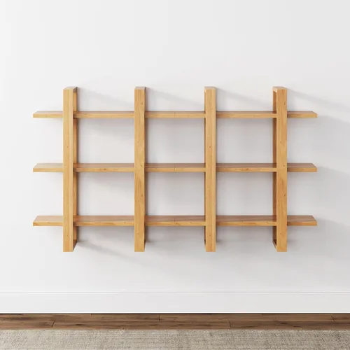 Miniatura 18 de Nathan James Benji - Estantería de pared de mediados de siglo, estante decorativo flotante de madera de 3 niveles, roble negro