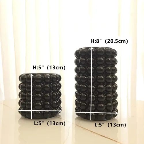 Miniatura 4 de Anding Jarrón de burbujas negras para el día de San Valentín, jarrón de cerámica negra para flores, jarrones altos de cerámica para decoración