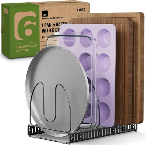 Miniatura 7 de Better Things Home 12+ Organizador Expandible de Tapas de Ollas y Sartenes para Gabinete, Organizador de Tapas de Ollas y Sartenes Dentro del Gris