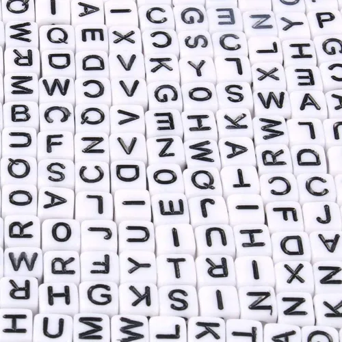 Miniatura 19 de 1200 piezas 4×7mm Cuentas de letras del alfabeto, cuentas acrílicas redondas negras y coloridas, para pulseras y hacer joyas