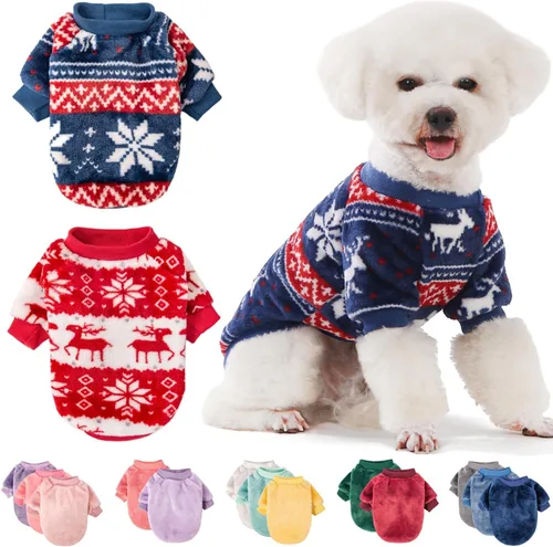Miniatura 10 de FabriCastle Suéter pequeño para perro, paquete de 3 ropa para perros y gatos, chaquetas suaves y cálidas para perros pequeños, niños y niñas