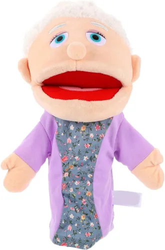 Marioneta de mano para abuela, figura de miembro de la familia con boca móvil, marioneta de mano de felpa, juguetes de simulación, accesorios para