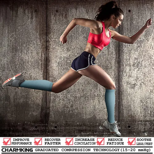 Miniatura 43 de CHARMKING - Calcetines de compresión para mujeres y hombres (3 pares), 15-20 mm Hg, el mejor apoyo para atletismo, running o ciclismo, mejora